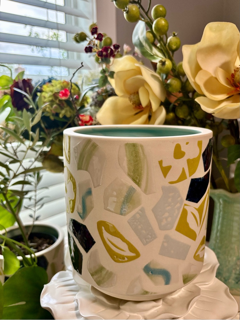 Anthropologie Mosaic Ceramic Planter 🪴